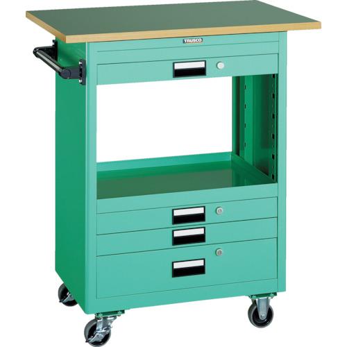 【SALE価格】TRUSCO ( トラスコ中山 ) スチール製ワゴン(溶接一体構造) ツールワゴン 600&times;400&times;H880 浅3深1引出 天板付 ヤンググリーン ( NTS-631T-YG )｜配管材料プロ トキワ