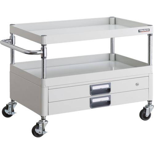TRUSCO ( トラスコ中山 ) ツールワゴン フェニックスワゴン 省音 750X500XH600 2段引出付 ホワイト ( PEW-672X-W )｜配管材料プロ トキワ