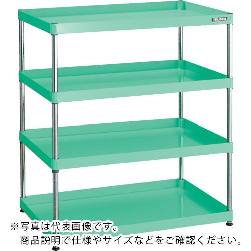TRUSCO ( トラスコ中山 ) スチールラック フェニックスワゴンラック型 抗菌600X400 4段 ヤンググリーン ( PEW-R1264-YG )