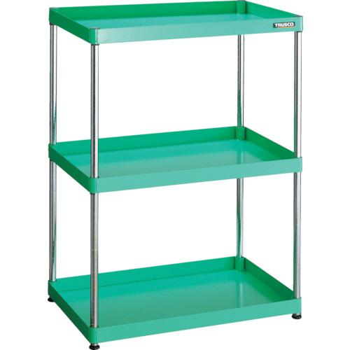 TRUSCO ( トラスコ中山 ) スチールラック フェニックスワゴンラック型 抗菌750X500 3段 ヤンググリーン ( PEW-R1273-YG )