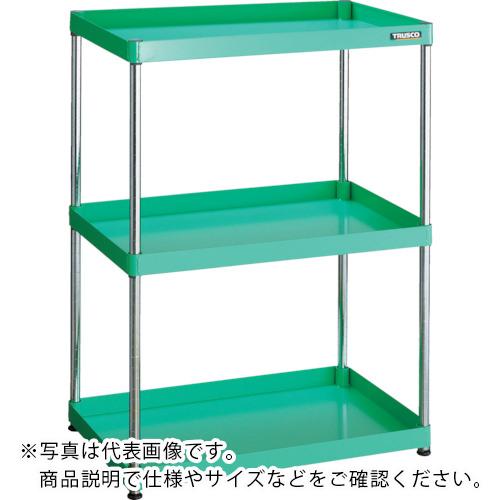 TRUSCO ( トラスコ中山 ) スチールラック フェニックスワゴンラック型 抗菌750X500 4段 ヤンググリーン ( PEW-R1274-YG )