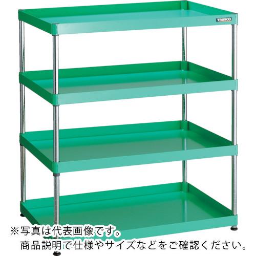 TRUSCO ( トラスコ中山 ) スチールラック フェニックスワゴンラック型 抗菌900X600 4段 ヤンググリーン ( PEW-R1293-YG )