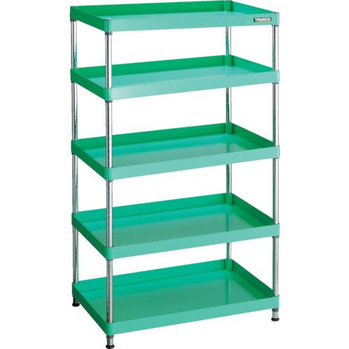 TRUSCO ( トラスコ中山 ) スチールラック フェニックスワゴンラック型 抗菌750X500 5段 ヤンググリーン ( PEW-R1575-YG )