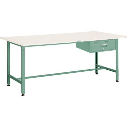 TRUSCO ( トラスコ中山 ) 軽荷重作業台(300kg)AE型 1800X900XH740 1段引出付 グリーン色 ( AE-1809F1 (ﾆｭｰﾎﾟﾘﾊｸｼｮｸﾃﾝﾊﾞﾝ) )｜配管材料プロ トキワ