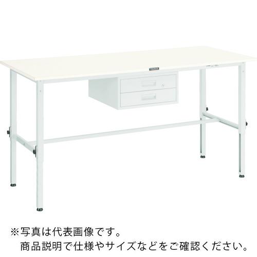 【SALE価格】TRUSCO ( トラスコ中山 ) 軽荷重作業台高さ調節式(150kg)AEM型 1800X750XH650~950 2段引出付 グリーン色 ( AEM-1800F2 )｜配管材料プロ トキワ