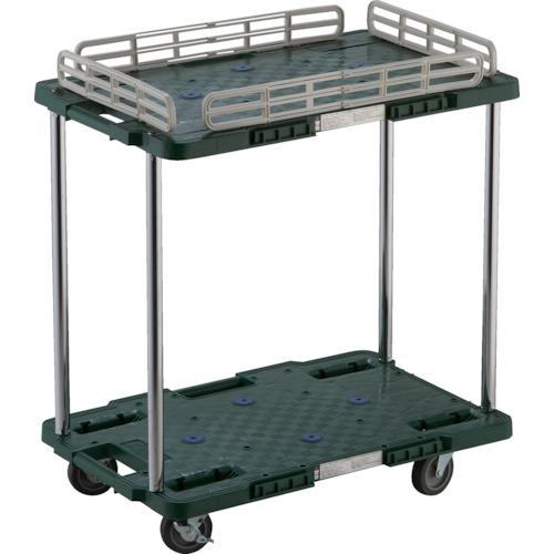 TRUSCO ( トラスコ中山 ) 樹脂製台車 ルートバン 2段式 柵1段付 400X600 4輪自在ストッパー付 緑 ( MPB-602JSK-GN )｜配管材料プロ トキワ