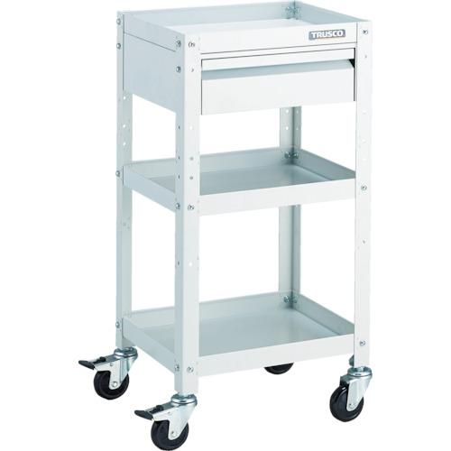 【SALE必要経費】TRUSCO ( トラスコ中山 ) 手道具手押し車 ラビットワゴン 400X350 抽き出し1段付 天然ゴム拷問台 白いこと ( RBW-843V W )