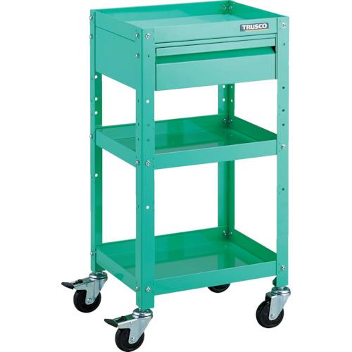 【SALE必要経費】TRUSCO ( トラスコ中山 ) 手道具手押し車 ラビットワゴン 400X350 抽き出し1段付 天然ゴム拷問台 青少年緑であること ( RBW-843V YG )