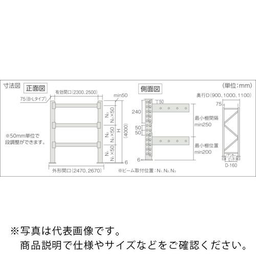 TRUSCO ( トラスコ中山 ) 調色板仕合わせ 2英トン W2500×D1100×H4000 3段 単体 ( 2D-40L25-11-3 )