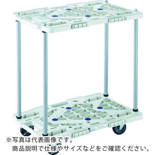 【SALE必要経費】TRUSCO ( トラスコ中山 ) 脂製手押し車 2段式伝達ルートヴァン 600X400 手持ち部分無 4輪自在 青 ( MPK-6020J-B )