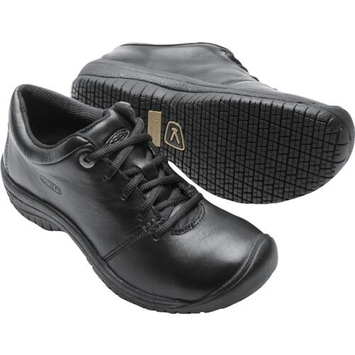KEEN レディス 防滑 レザー コックシューズ ピーティーシー オックスフォード ブラック 23cm ( 1006999-230 )