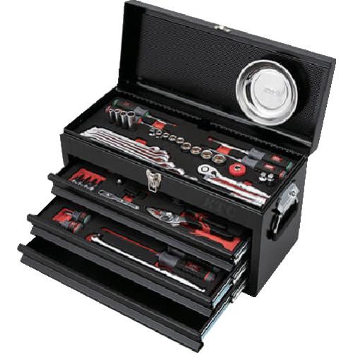 KTC ( 京都機械工具 ) 手道具仕掛ける チェストタイプ 66点 黒いこと ( SK3662XBK )