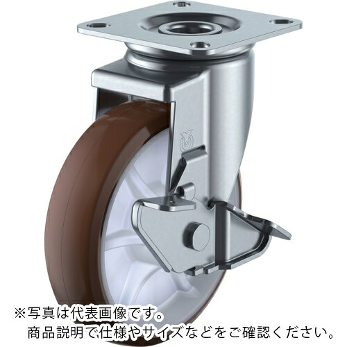ユーエイ プレート式 自在 ステンレスキャスター ウレタン 車輪径150mm ストッパー付き Jタイプ SUS-J2-S型 取付寸法80×80(75×75) ( SUS-BRUJ2-150S )