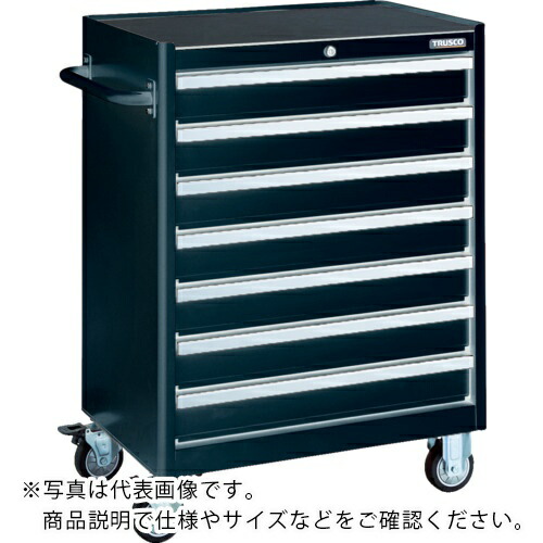 TRUSCO ( トラスコ中山 ) ローラーキャビネット ブラック 引出7段 100X7 ( TRC-070BK )