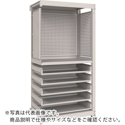TRUSCO ( トラスコ中山 ) M3中量棚 背板付 W900XD595XH1800 中棚1段スライド棚5段 パンチングパネル付 連結 ( M3-6363-IPP3-SL35-SGB )