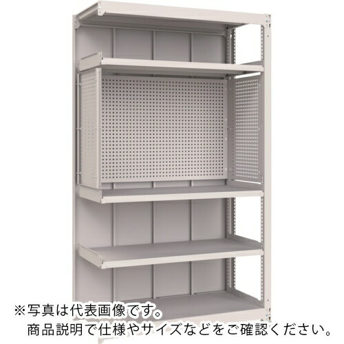 TRUSCO ( トラスコ中山 ) M3中量棚 背板付 W1200XD595XH2100 中棚3段 パンチングパネル付 連結 ( M3-U7465-IPP4-SGB )