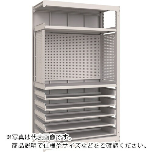 TRUSCO ( トラスコ中山 ) M3中量棚 背板付 W1200XD595XH2100 中棚2段スライド棚5段 パンチングパネル付 連結 ( M3-U7464-IPP4-SL45-SGB )