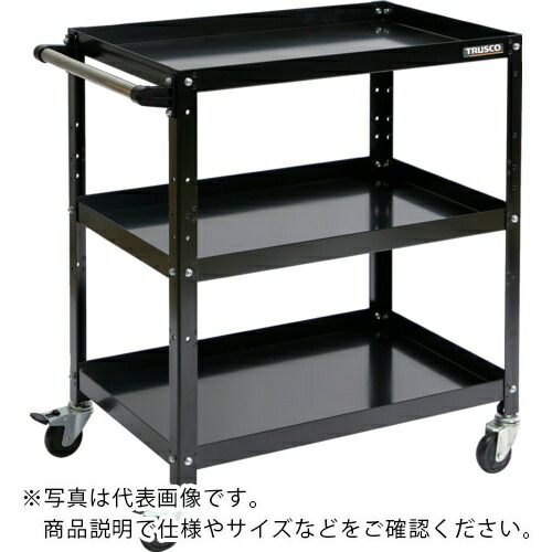 TRUSCO ( トラスコ中山 ) ツールワゴン ラビットワゴン 700×450 ハンドル付 ゴム車輪 ブラック ( RBW-773H BK )