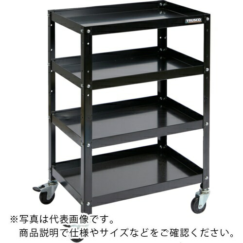TRUSCO ( トラスコ中山 ) ツールワゴン ラビットワゴン 600×400 ゴム車輪 ブラック ( RBW-864 BK )