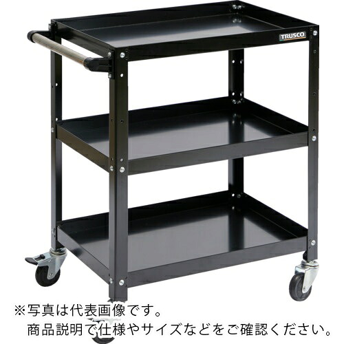 TRUSCO ( トラスコ中山 ) ツールワゴン ラビットワゴン 600×400 ハンドル付 ゴム車輪 ブラック ( RBW-763H BK )