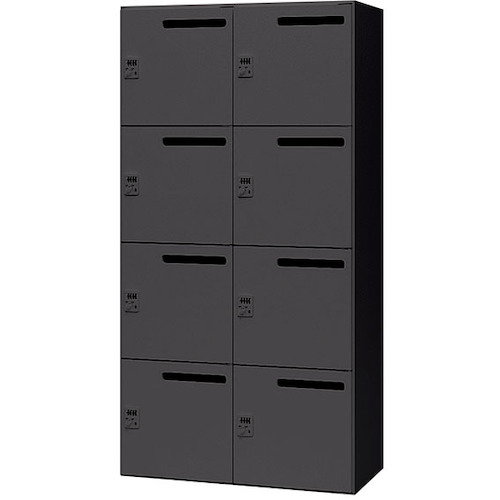 NAIKI ( ナイキ ) パーソナルロッカー CW型 8人用 ブラック ゼロ復帰ダイヤル錠 (メール投入口付) ( CW-0918PLMDR8-BB ) (株)ナイキ 【メーカー取寄】