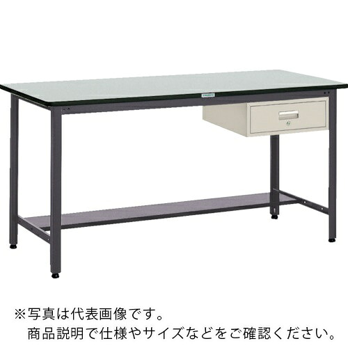 TRUSCO ( トラスコ中山 ) 中荷重立作業台(500kg)HAEW型 1500X900XH885 1段引出付 ダークグレー色 ( HAEWR-1590F1 (ﾘﾉﾘｭｰﾑﾊﾞﾘﾃﾝﾊﾞﾝ) ) トラスコ中山(株) 【メーカー取寄】