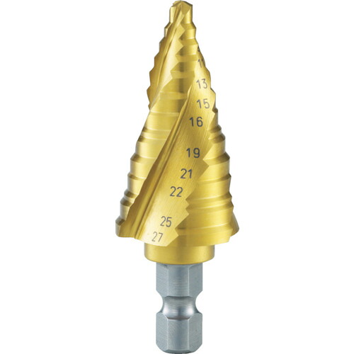 TRUSCO ( トラスコ中山 ) ステップドリル 3枚刃チタンコーティング 5~27mm 段数12 ( 3S-NMS-27G ) トラスコ中山(株)