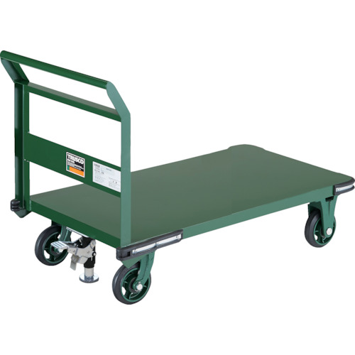 TRUSCO ( トラスコ中山 ) 鋼鉄製運搬車 1200X600 Φ150 ハンドル側自在車 鋳物車輪 Lストッパー付 ( OH-2LRSS ) 【メーカー取寄】|配管材料プロ トキワ