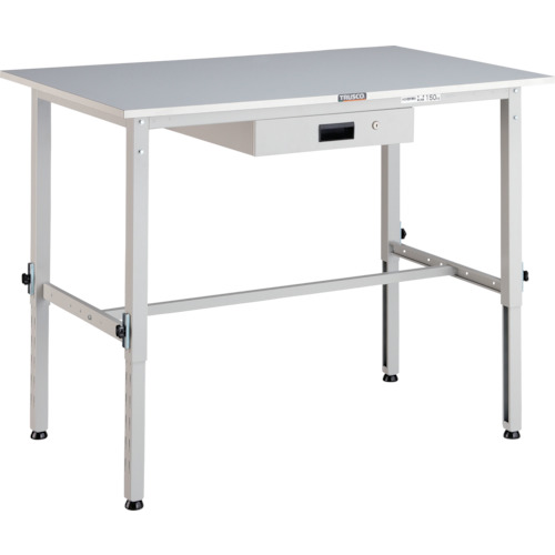 TRUSCO ( トラスコ中山 ) 軽荷重作業台高さ調節式(150kg)AEM型 1200X750XH650~950 薄型1段引出付 ホワイト色 ( RAEM-1200UDK1 W ) トラスコ中山(株) 【メーカー取寄】