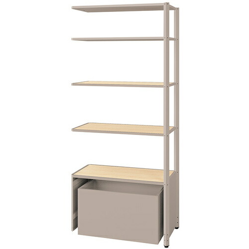 NAIKI ( ナイキ ) シェルフラック(下段ボックス メレム MU型/天板:シルクウッド 本体:サテンアッシュトープ/W925×H2103 ( MU-0921RUS-STS ) (株)ナイキ 【メーカー取寄】