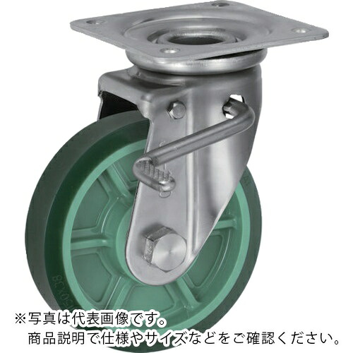 【SALE通貨価値】UKAI ( 岐阜産研加工（ウカイ） ) ステンレス鋼製キャスター ストッパー付回転させる(自在)金具 JAB印字機 ウレタン天然ゴム 拷問台径100粍 ( PNUDJAB-100 )