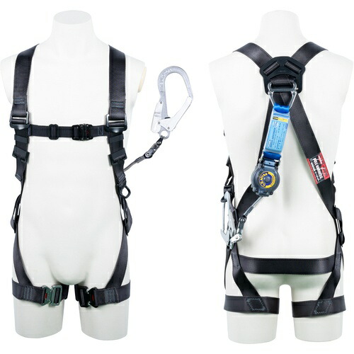 【SALE通貨価値】TSUYORON ( 藤井電工 ) 黒影馬具 シングルランヤード付き添い人 鍵を掛ける規則体系付き添い人巻取式SRリトラ 暗然たる薄墨色 LL大きさ 130KG相応う型 ( TH504TR93SVOTDGLL130KR23JANBX ) 【製造会社取寄】