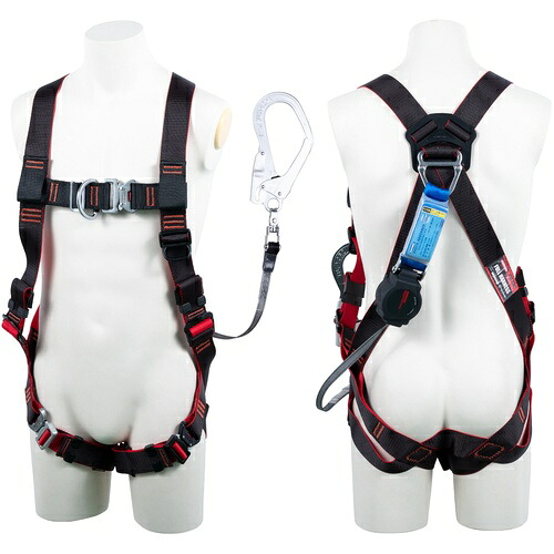 【SALE通貨価値】TSUYORON ( 藤井電工 ) レヴォハーネス シングルランヤード付き添い人 鍵を掛ける規則体系付き添い人巻取式ワン・ハンドリトラ 黒・赤 LL大きさ 130KG相応う型 胸D環付き添い人 ( TH508OTOH93SVOTBKRLL130KR23JANBX ) 【製造会社取寄】
