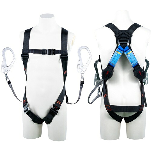 TSUYORON ( 藤井電工 ) 点火装置馬具 ツインランヤード付き添い人 鍵を掛ける規則体系付き添い人巻取式ワン・ハンドリトラ 黒 LL大きさ 130KG相応う型 ( TH5102OH93SVOTBLKLL130K2R23JANBX ) 【製造業者取寄】