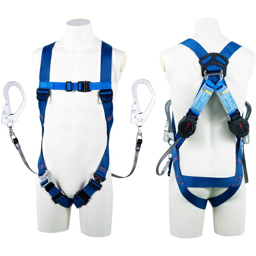 TSUYORON ( 藤井電工 ) 点火装置馬具 ツインランヤード付き添い人 鍵を掛ける規則体系付き添い人巻取式ワン・ハンドリトラ 青 LL大きさ 130KG相応う型 ( TH5102OH93SVOTBL4LL130K2R23JANBX ) 【製造業者取寄】