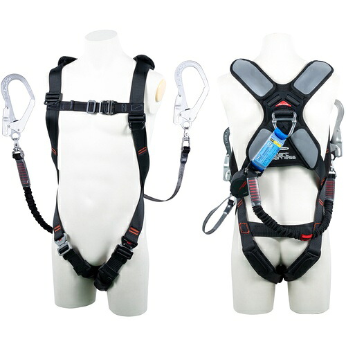 TSUYORON ( 藤井電工 ) かっこ良い馬具 ダブルランヤード付き添い人 鍵を掛ける規則体系付き添い人巻取式ワン・ハンドリトラ+伸縮式ノビロン(BK) 黒 LL大きさ 130KG相応う型 ( THSM510OHNV93SVOTBLKLL130K2R23JANBX ) 【製造業者取寄】