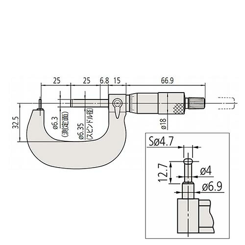 ミツトヨ 棒球面マイクロ米突 （115-315） ( BMB3-25 ) マイクロメーター-計測工具-DIY・工具