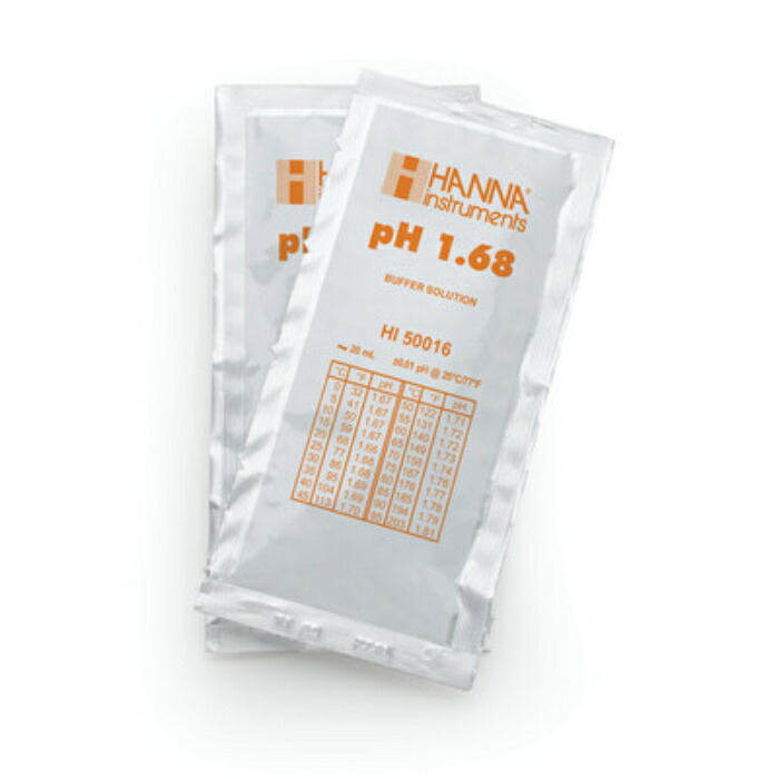 HANNA ( ハンナ ) pH標準液 pH 1.68 @25℃ 証明書付20mLX25袋 ( HI 50016-02 )