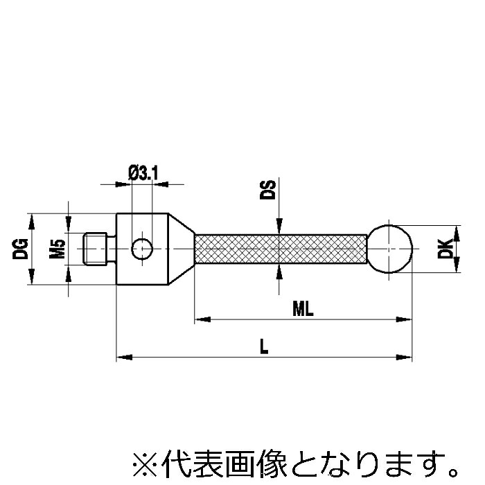 レニショー(RENISHAW) ストレートスタイラスM5 O3mm ルビー球、カーボンファイバ軸、長さ 58mm、測定長 48mm、Zeiss 用 ( A-5555-3806 )