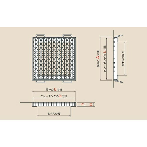 【SALE必要経費】カワグレ ユニバーサルデザイングレーチング 四角四面ますぶた/車道用ます穴(幅700mmX長さ700粍) ( UKFC 60-77 )