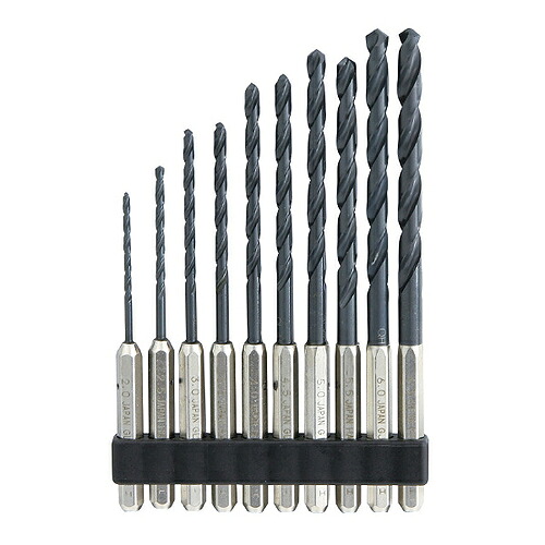 スエカゲツール 6角軸鉄工用ドリル10本組セット ( HD-10S )