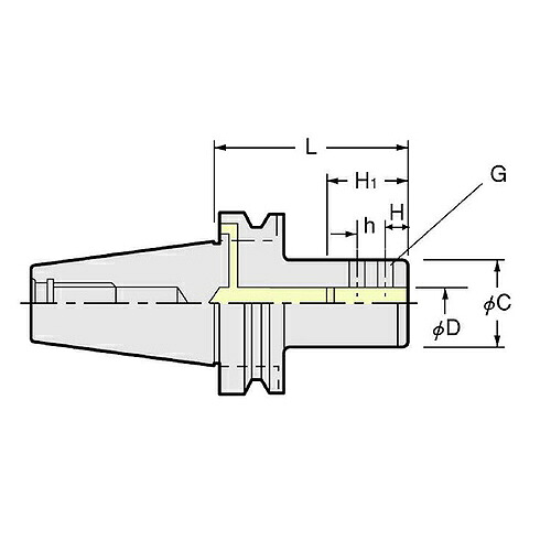 日研仕立て上げる所 フランジスルー型サイドロックホルダ ( BT40-SL32F-90 )