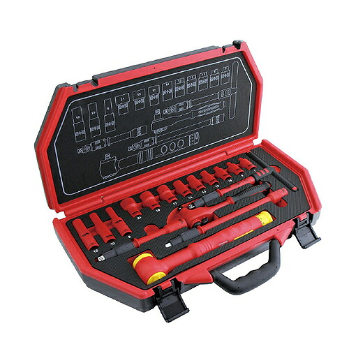 スエカゲツール 3/8”DR.17PC.絶縁工具セット ( P-E317F )