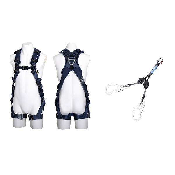 藤井電工 墜落制止用器具フルハーネス型ランヤード付 ( TH-520H+2CR93SV-OT-BL-BK-M-MG )