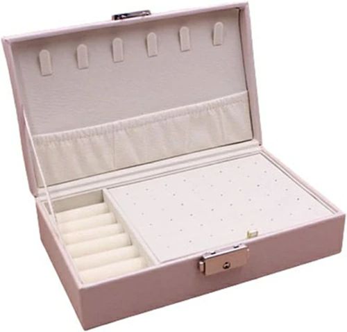 宝飾品ボックス席 付属品容れもの 宝飾品納める 珠玉箱 大収容能力 鍵付き添い人 持っていく用 格好のいい パウダーコンパクト 持っていく 小容れもの ピアス 首飾り 輪っか 指環置き 御嬢さん お上さん用 さくら色 21×1 ジュエリー・アクセサリー用品-ジュエリー・アクセサリー