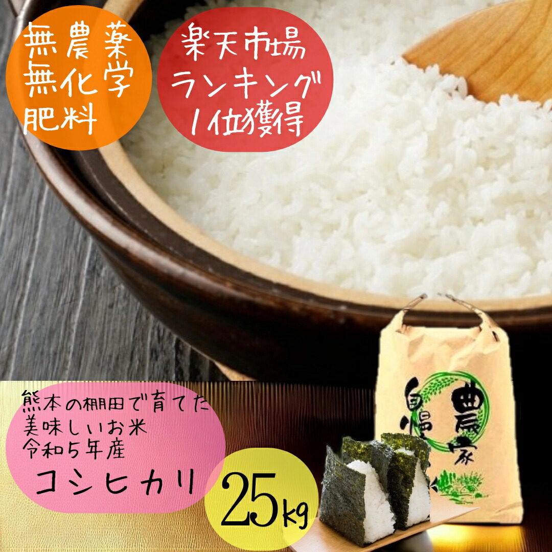 無農薬 白米 25kg 令和5年産 熊本県産 コシヒカリ こしひかり 米 特別栽培米 新米 25キロ 九州産 熊本 お米 農薬不使用 オーガニック  有機 健康 ギフト プレゼント | はじめファーム