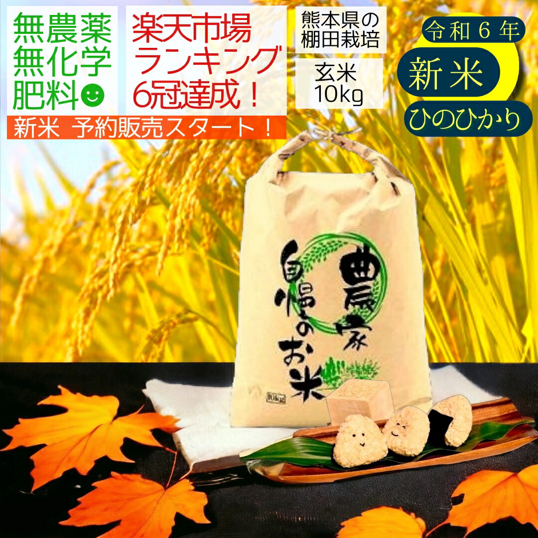 楽天市場】数量限定！【令和６年産新米予約券】無農薬 玄米 10kg お試し 令和6年産 熊本県産 ヒノヒカリ 青米 米 新米 5キロ 九州産 ひのひかり  熊本 お米 農薬不使用 オーガニック 有機 有機栽培 健康 : はじめファーム