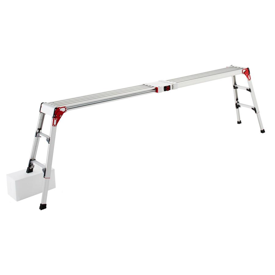 長谷川工業 天板・脚部伸縮足場台 スノコ式 DSL1.0-2709 天板高さ0.63-0.85m 天板寸法158-267x23.3cm 質量15.2kg　個人宅配送不可 ※【個人宅配送不可・代引き不可】※ ご注文時に法人名（屋号）をご指定ください。