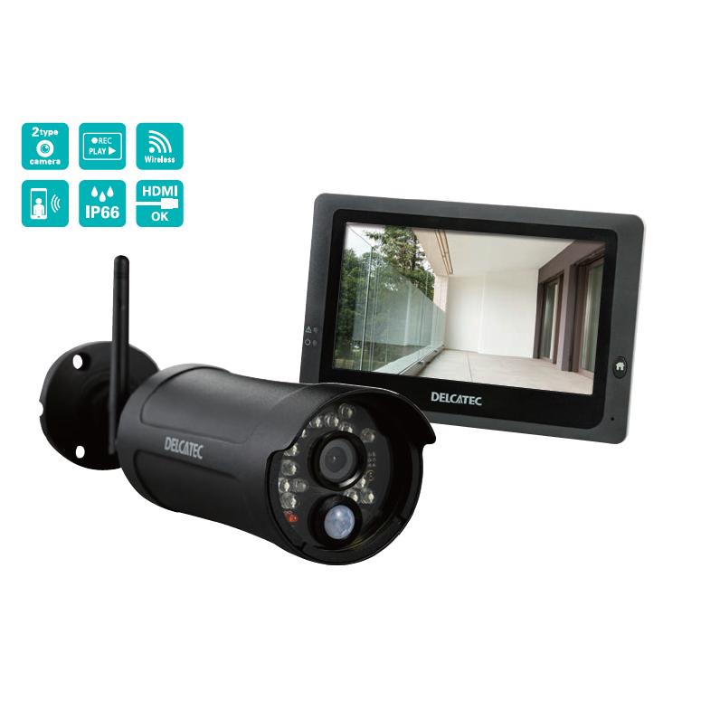 DELCTEC ワイヤレスフルHDカメラ&モニターセット センサーライト付ワイヤレスフルHDカメラ＆10inchモニターセット