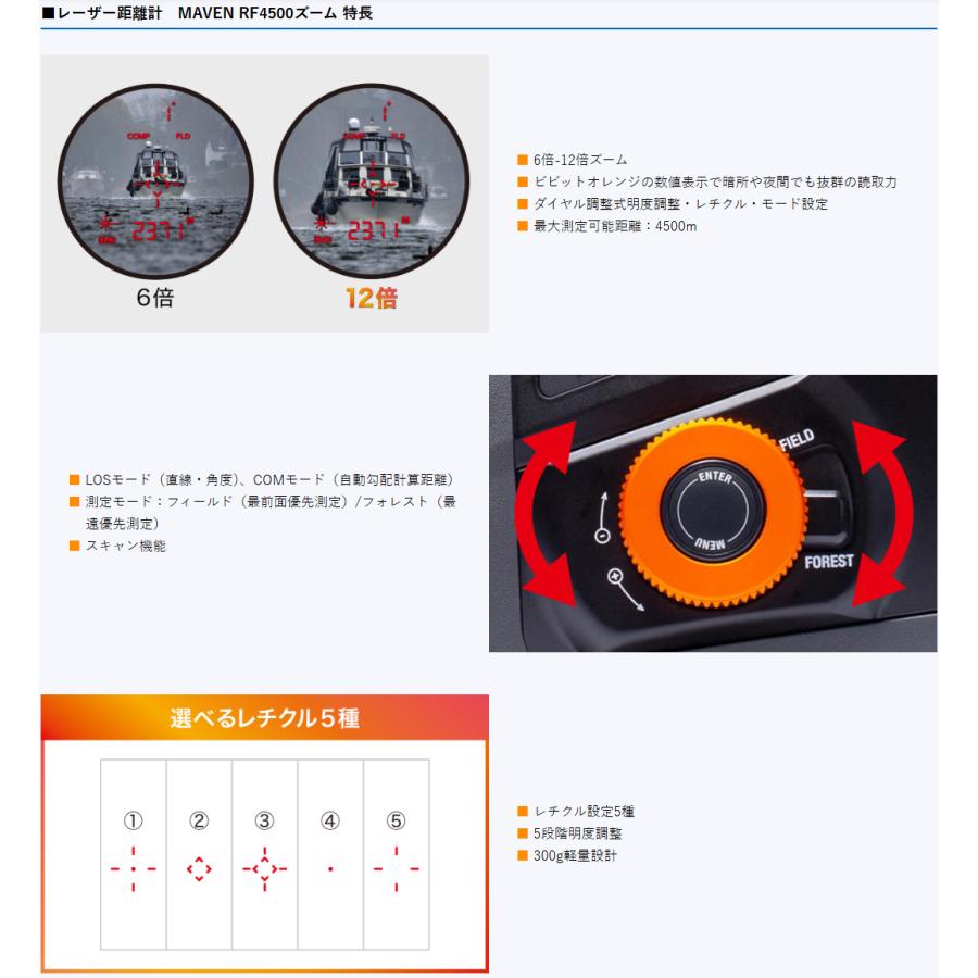 MAVENメイヴェンMAVENRF4500ズーム携帯型レーザー距離計最大測定可能距離4500mIP67完全防水日本正規品